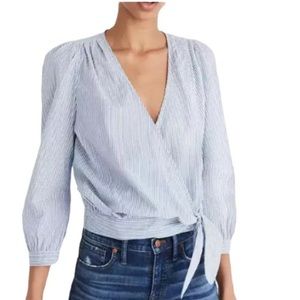 Madewell Women’s XS Wrap Top in Indigo Austin Stripe